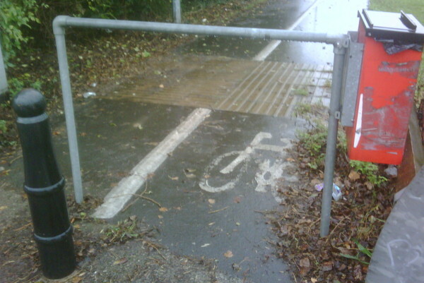 The photo for Barrier across cycle lane - DANGEROUS!.
